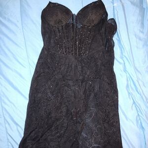 Elegant Black Beaded Dress Maxi